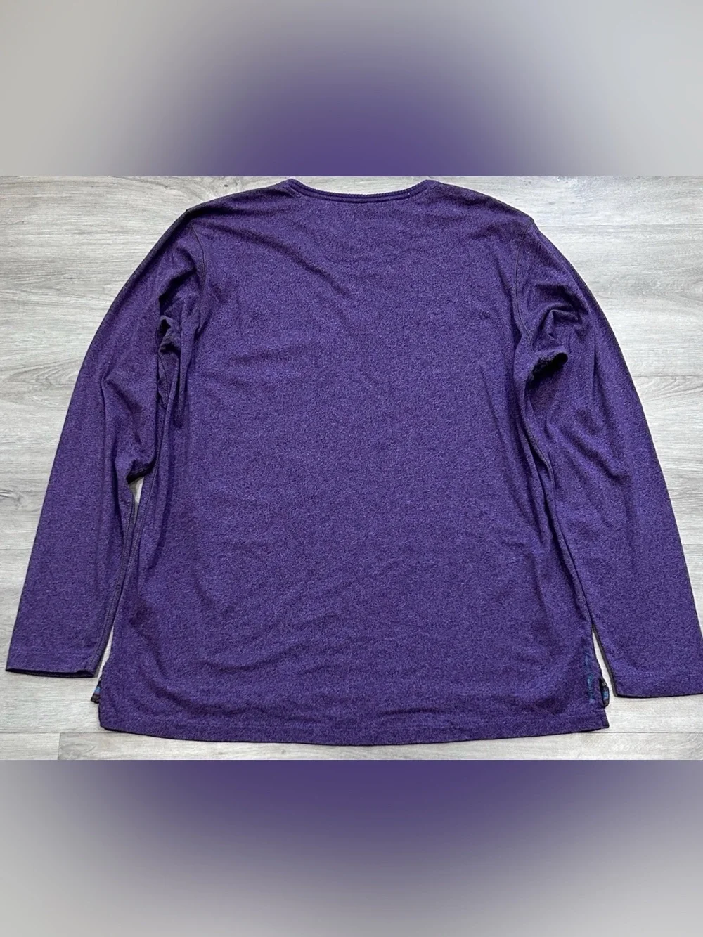 Robert Graham Men's XL Purple Heathered Long Sleeve Crew Neck Shirt Paisley Trim